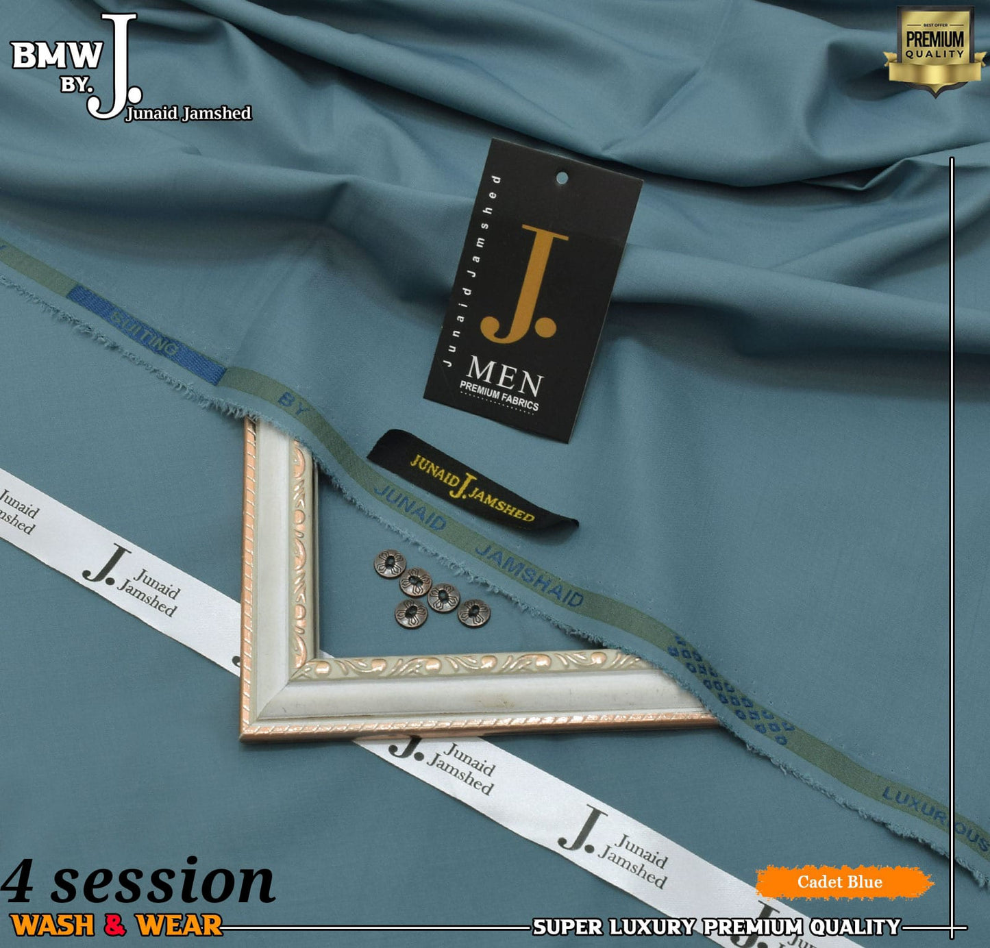 J. Junaid Jamshed wash and Wear Boski cadet blue